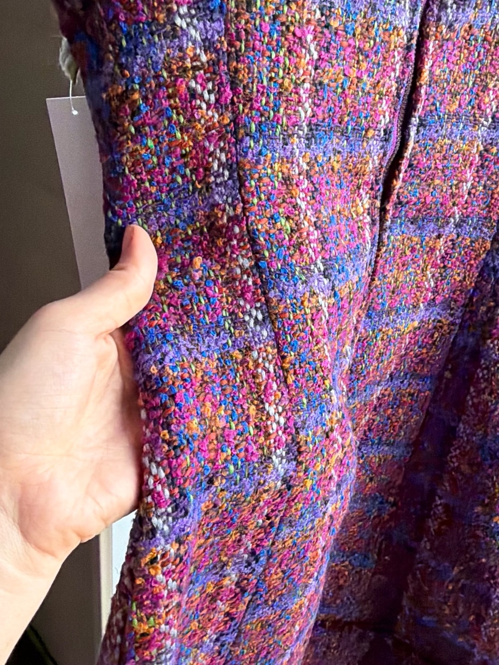 🆕💗💜AQUA Multicolor Tweed Plaid Sleeveless Mini Dress Gold Buttons Size S - Picture 9 of 17
